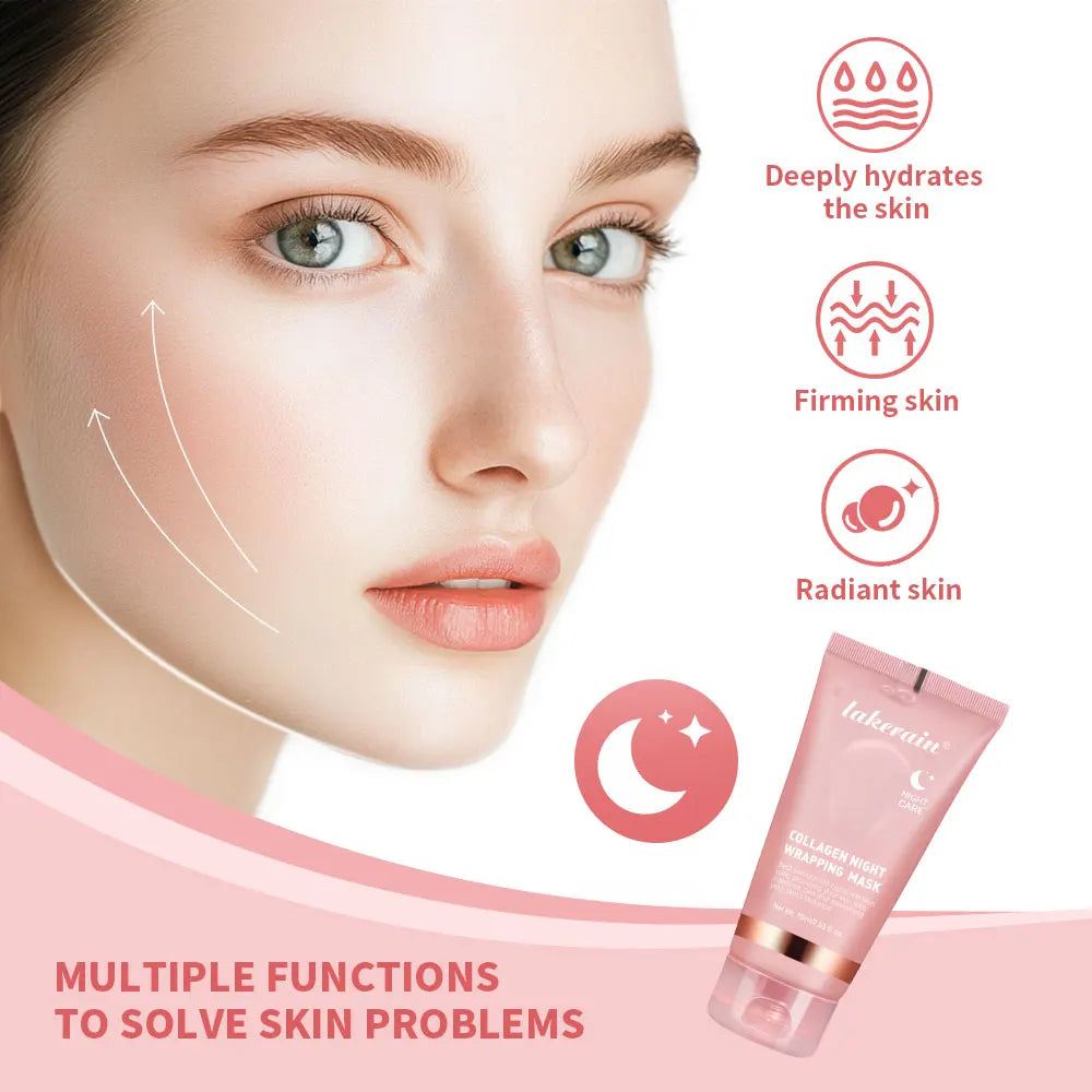 Mascarilla coreana de colágeno profundo, mascarilla facial peel-off antiarrugas lifting, mascarillas para el cuidado de la piel, Bio Pack, envoltura nocturna para mujer, piel de noche.