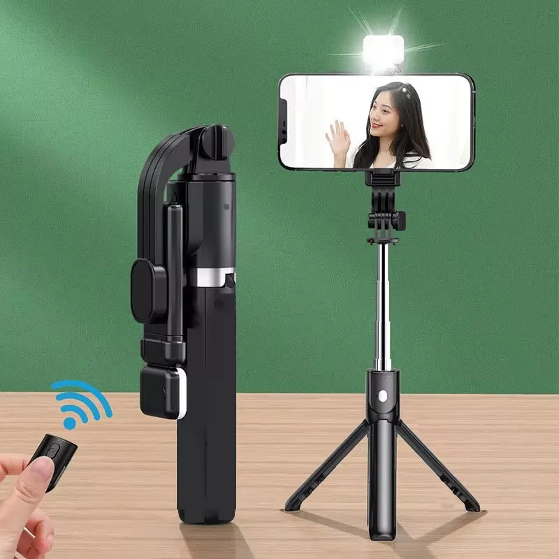 Nuevo trípode FGCLSY para cámara de smartphone, soporte con disparador Bluetooth y luz, soportes inalámbricos para palo selfie con soporte para teléfono