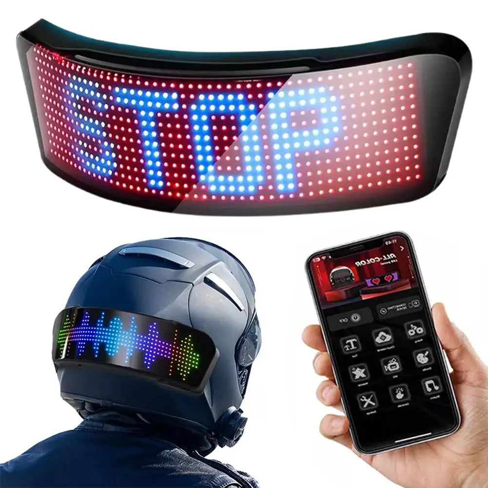 2025 Luz de advertencia para casco de motocicleta, conducción nocturna, DIY, pantalla LED programable para casco, pantalla LED RGB, luz trasera B K8D8