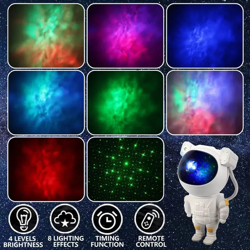Astronauta, cielo estrellado, luz nocturna