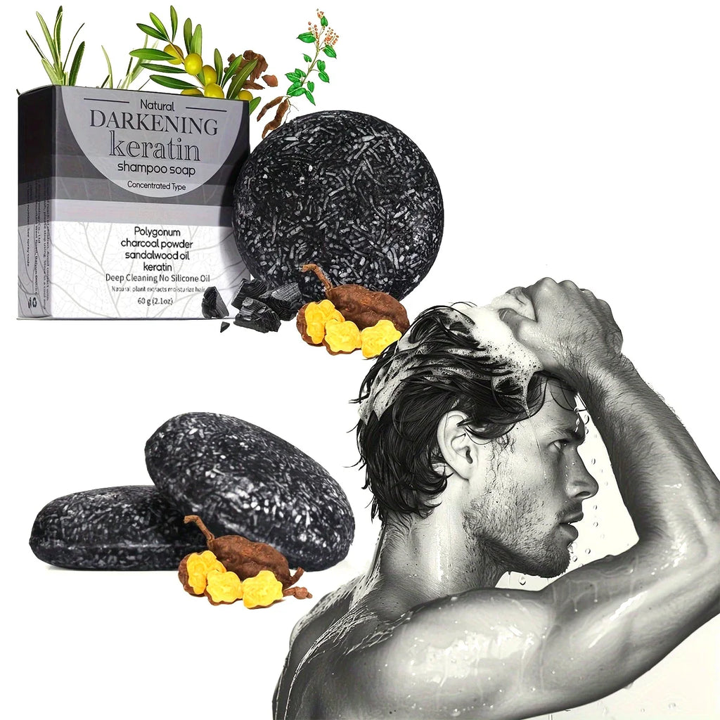 Champú sólido de jabón negro XF de 60 g, orgánico y vegano, para todo tipo de cabello, elaborado con aceite natural.