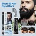 1 juego de crema para teñir la barba negra en 3 minutos con peine, 80 ml, champú de romero natural para teñir la barba negra, crema de tinte instantáneo para el cabello.
