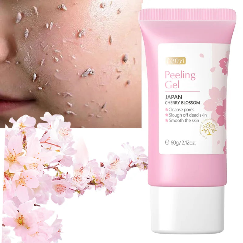 Gel exfoliante facial de limpieza profunda Sakura para el cuidado de la piel, blanqueador, hidratante y reparador, 60 g