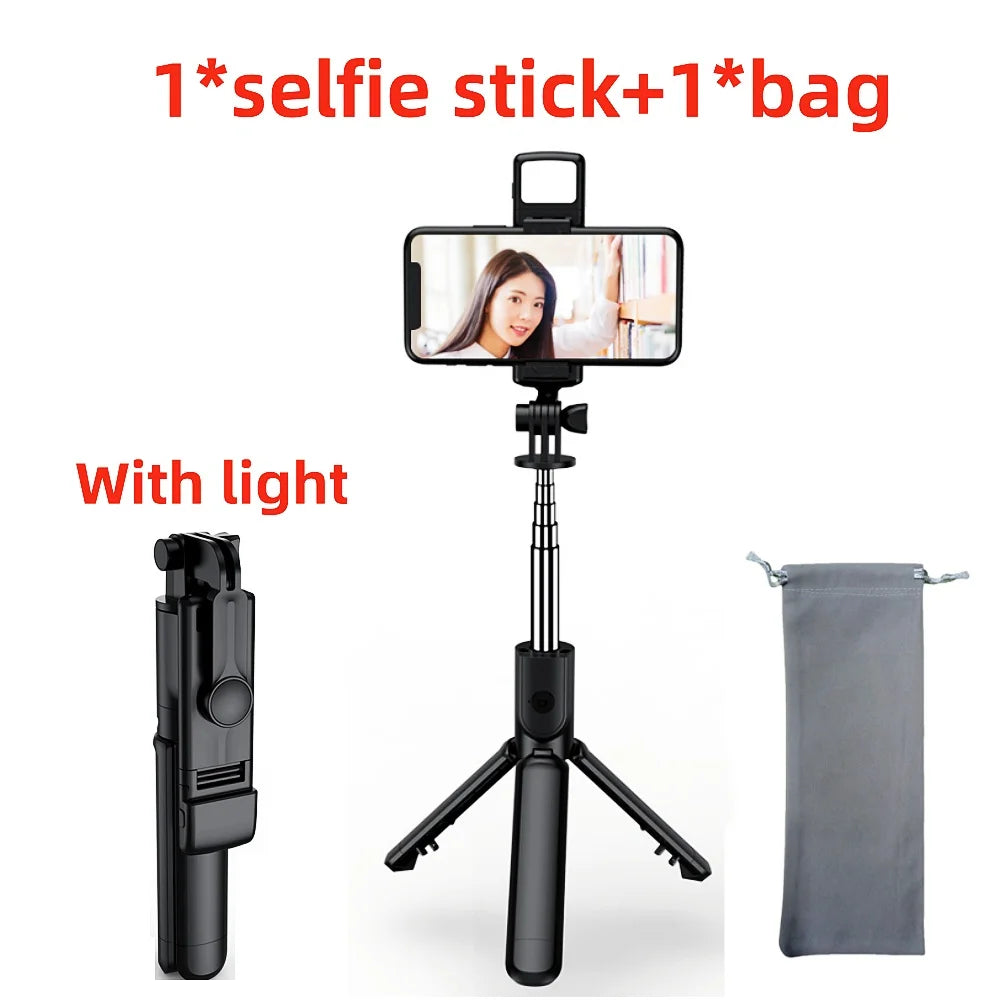 Nuevo trípode FGCLSY para cámara de smartphone, soporte con disparador Bluetooth y luz, soportes inalámbricos para palo selfie con soporte para teléfono