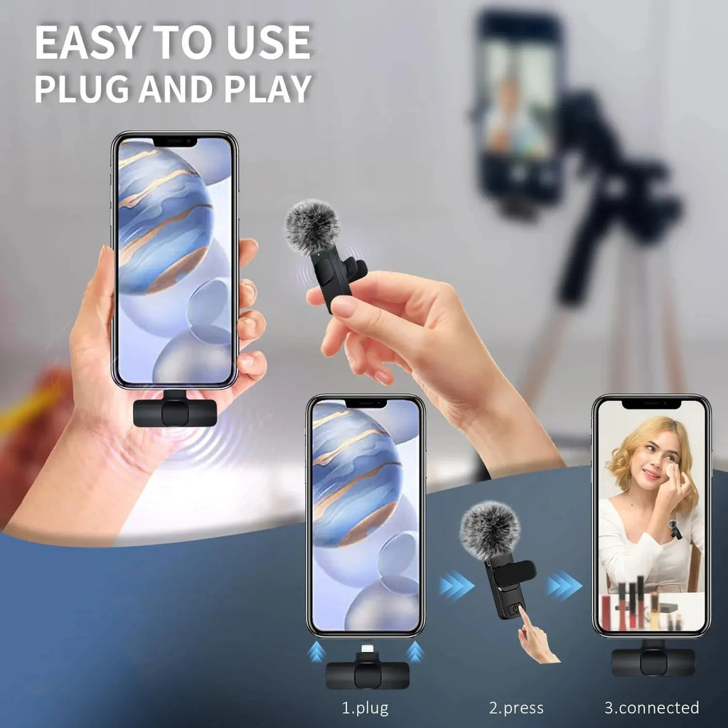 Micrófono de solapa inalámbrico Mini USB-C con reducción de ruido para iPhone y Android, ideal para transmisiones en vivo y entrevistas. Micrófono portátil de mano.