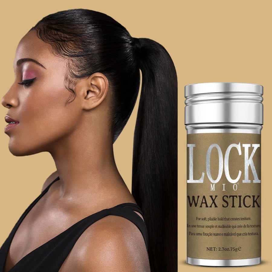 Barra de cera LOCKMIO con aceite de coco natural: hidrata, suaviza, alisa y peina el cabello rebelde. Controla los bordes del cabello. Fijación fuerte y duradera.