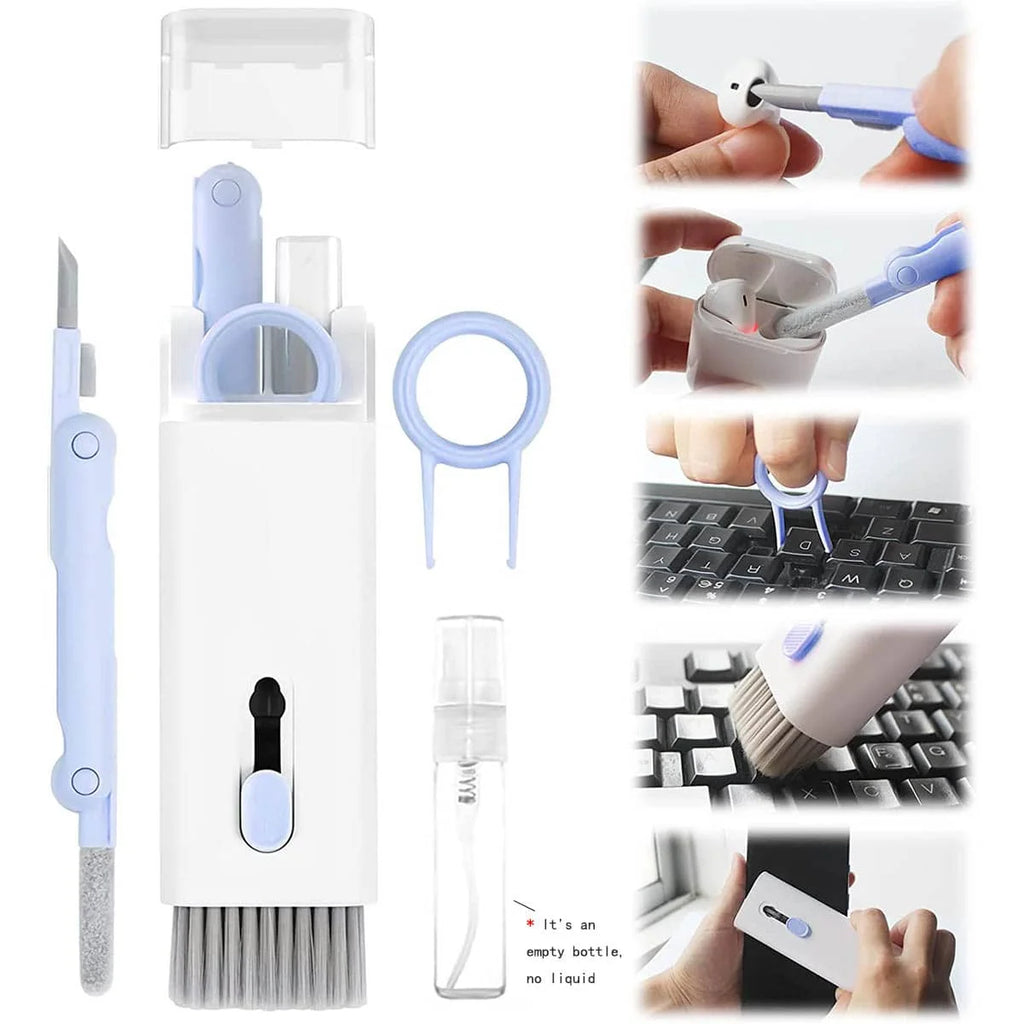 Kit de limpieza portátil 7 en 1 para AirPods Pro/AirPods, auriculares inalámbricos, teléfono y portátil con cepillo - Blanco. Juego de herramientas para el cuidado de dispositivos electrónicos.
