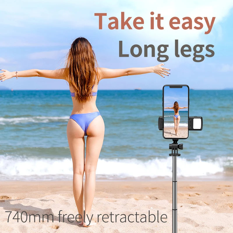 Nuevo trípode FGCLSY para cámara de smartphone, soporte con disparador Bluetooth y luz, soportes inalámbricos para palo selfie con soporte para teléfono