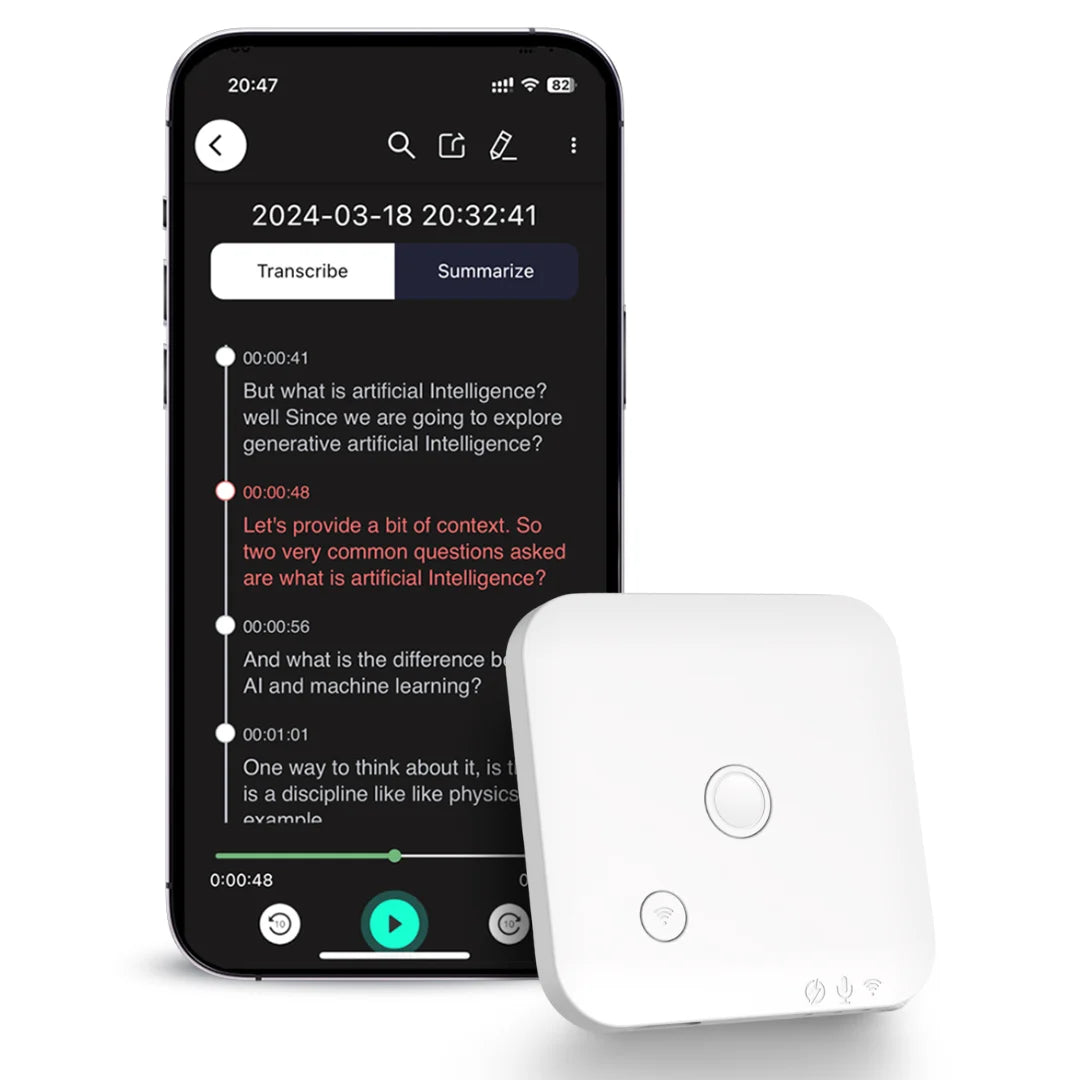 Grabadora de voz y llamadas con IA, conversión de voz a texto, resumen, traducción, compatible con 100 idiomas, 64 GB