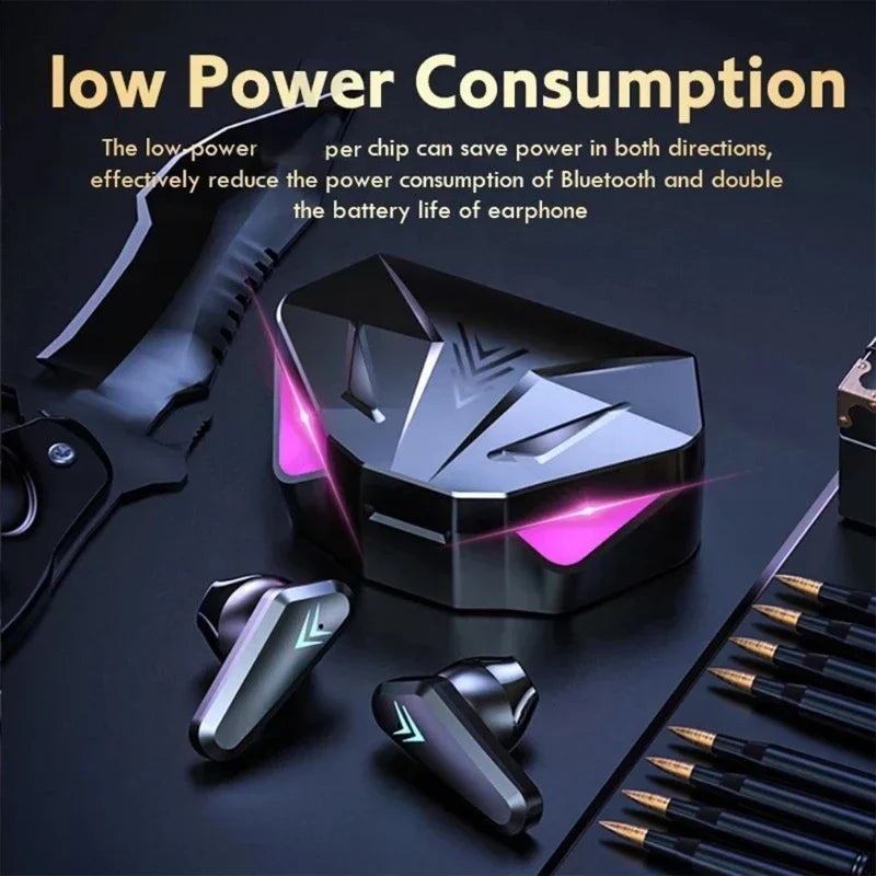 Auriculares para juegos con pantalla LED, auriculares inalámbricos Bluetooth X15 TWS con control táctil y micrófono para PC y teléfonos móviles.