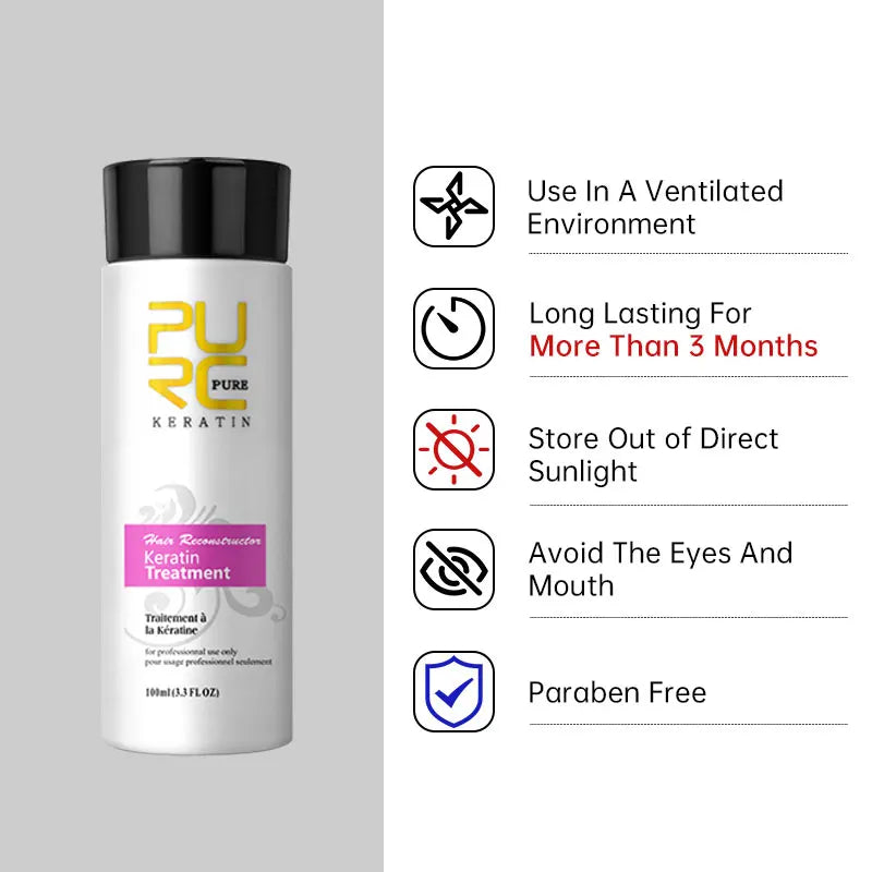 Tratamiento de queratina PURC Champú Acondicionador Productos para alisar el cabello Mascarilla alisadora reparadora Cuidado para alisar el cabello rizado