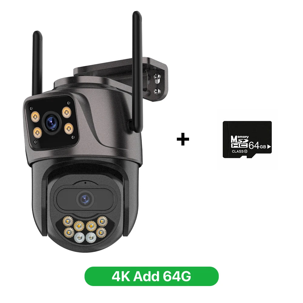 Cámara IP HD 6K 9MP para exteriores, cámara WiFi externa de tres lentes, pantalla dual 4K/2K, cámara de seguridad PTZ con seguimiento automático y vigilancia iCSee