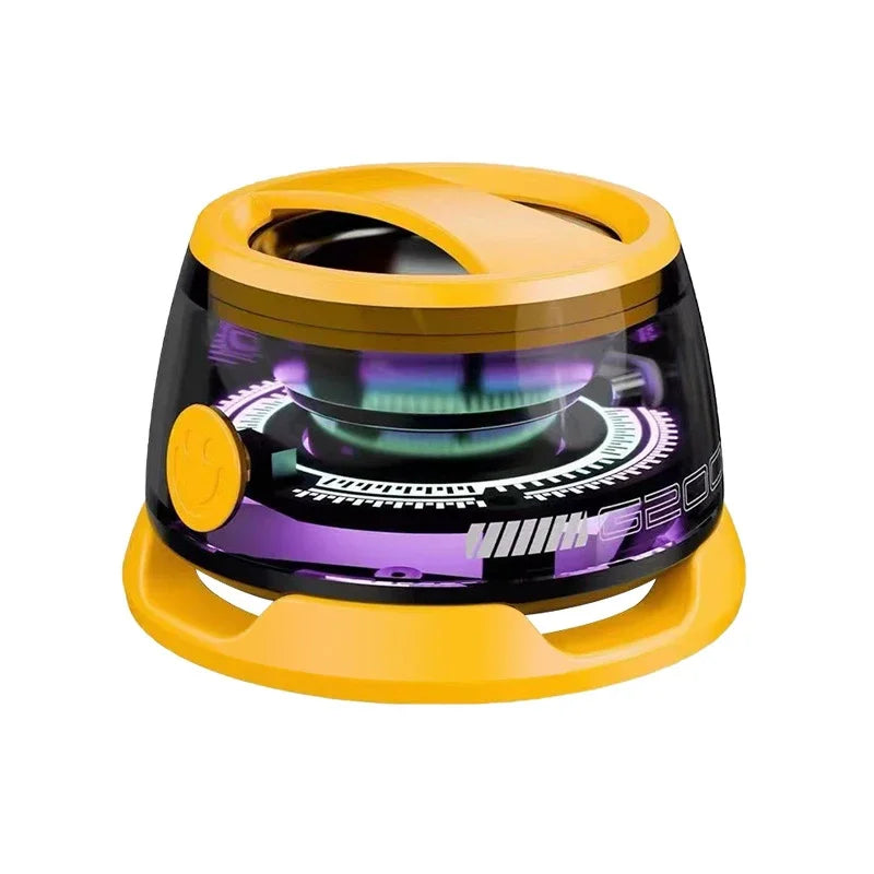 Mini altavoz estéreo de viaje para exteriores, altavoz Bluetooth magnético inalámbrico portátil con luz RGB y soporte para teléfono (compatible con iOS).