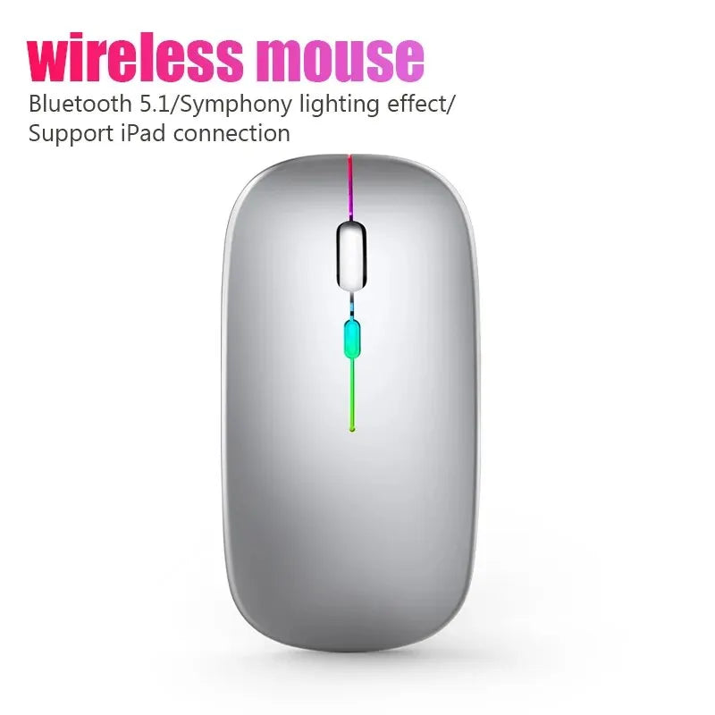 Ratón inalámbrico RGB recargable Bluetooth para ordenador, ratón ergonómico para juegos con retroiluminación LED para portátil y PC, 3600 DPI.