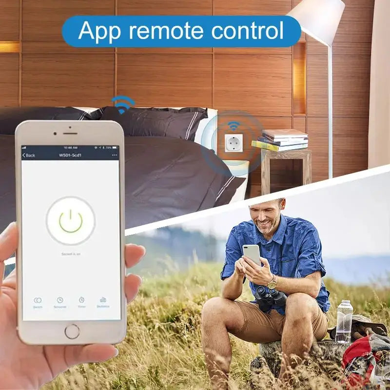Tuya 16A 20A EU Smart Socket WiFi Smart Plug With Power Monitoring Timing Function Voice Control Alexa Google Assitant