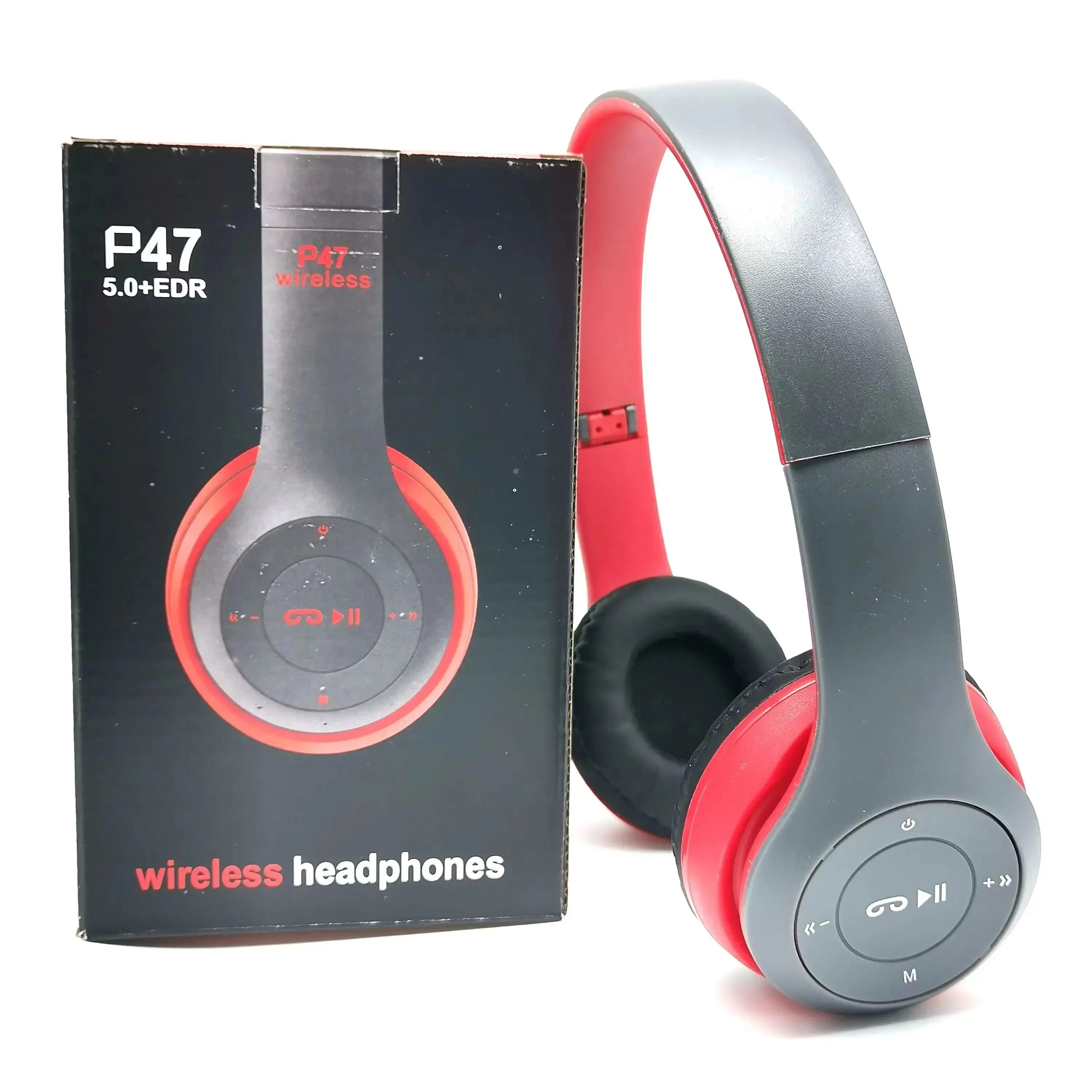 Auriculares Bluetooth plegables inalámbricos con micrófono y control de volumen para iPhone y Android.