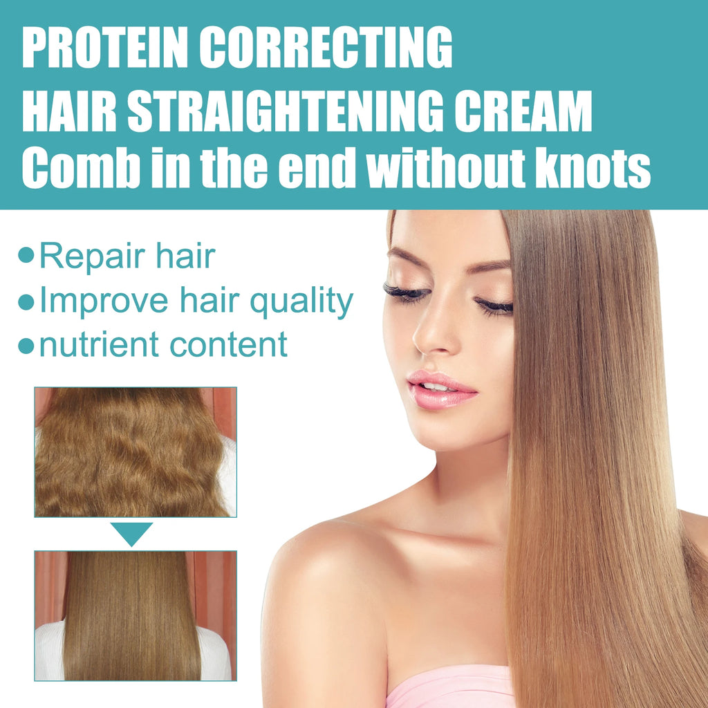 Crema correctora de queratina para cabello liso. Repara el cabello dañado. Mejora la calidad del cabello. Suaviza el cabello. Previene la sequedad y el encrespamiento. Producto para el cuidado del cabello.