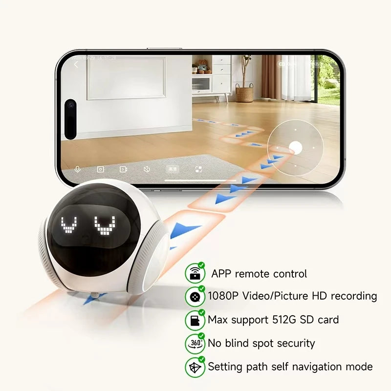Compañero electrónico inteligente para mascotas, robot interactivo para el hogar, compañero móvil remoto para personas mayores y entretenimiento para gatos.