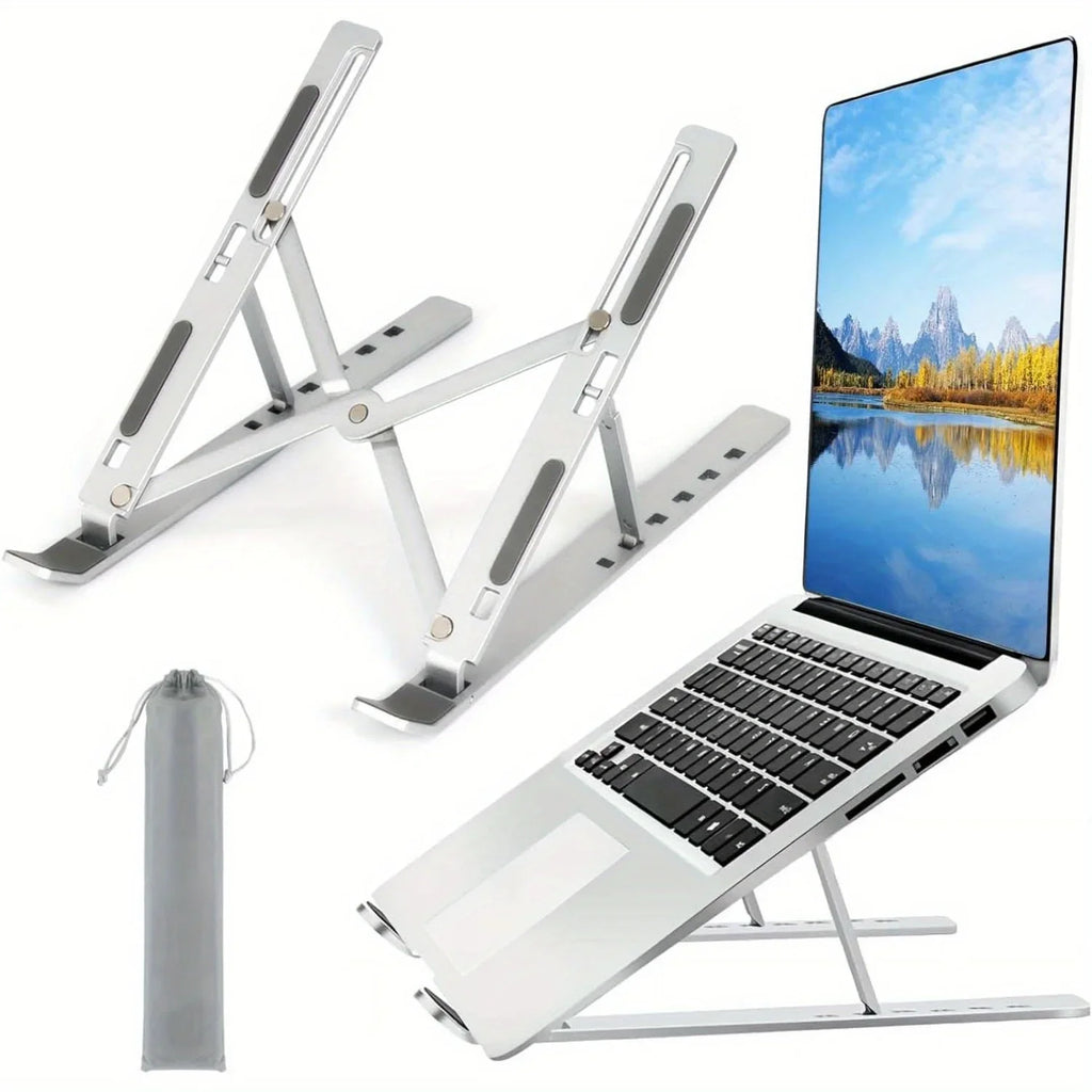 Soporte ajustable de aluminio para portátil: 6 niveles de altura, diseño plegable y portátil para portátiles de 8 a 16 pulgadas, ventilación y disipación de calor mejoradas.