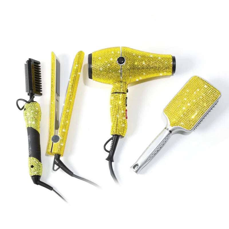 Set de herramientas profesionales para estilismo capilar: secador de pelo Diamond, peine de cerámica para planchar, ¡oferta imperdible! Accesorios para el cuidado del cabello para un look perfecto.