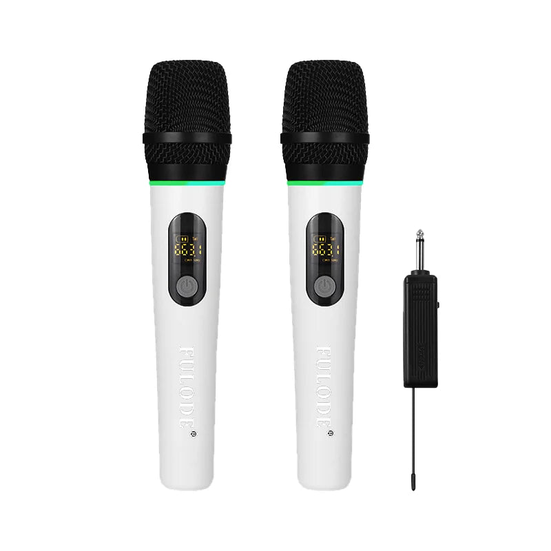 Micrófono FULUODE para karaoke, micrófono inalámbrico profesional, micrófono inalámbrico UHF de mano recargable dinámico