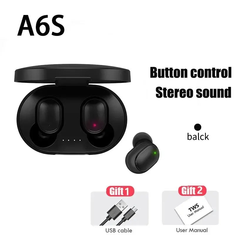 Auriculares inalámbricos Bluetooth TWS A6S con cancelación de ruido y micrófono para Huawei Xiaomi Redmi