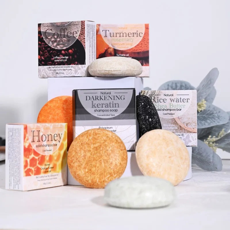 Jabón sólido de champú de arroz XF de 60 g, 100 % natural y orgánico, para el cuidado del cabello, anticaída y reparación del cabello dañado.