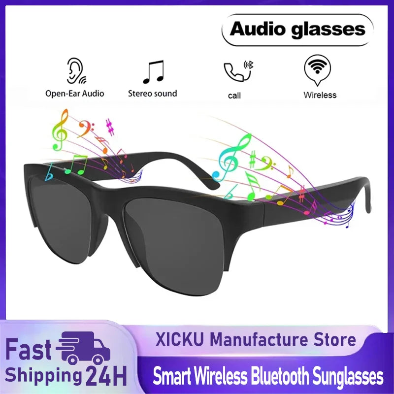 Nuevas gafas de sol inteligentes Bluetooth V5.3, ideales para deportes al aire libre, con auriculares HIFI, color negro, tecnología anti-contacto y protección UV para hombres y mujeres.