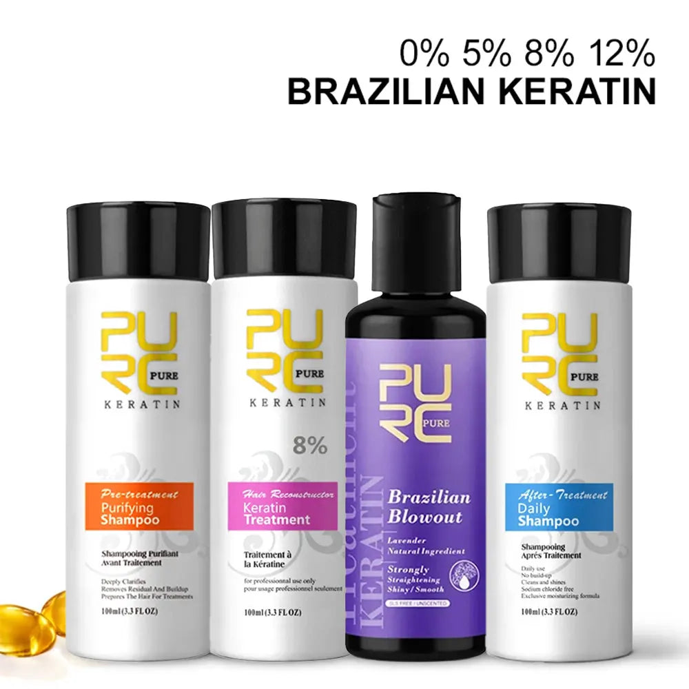 Tratamiento de queratina PURC Champú Acondicionador Productos para alisar el cabello Mascarilla alisadora reparadora Cuidado para alisar el cabello rizado