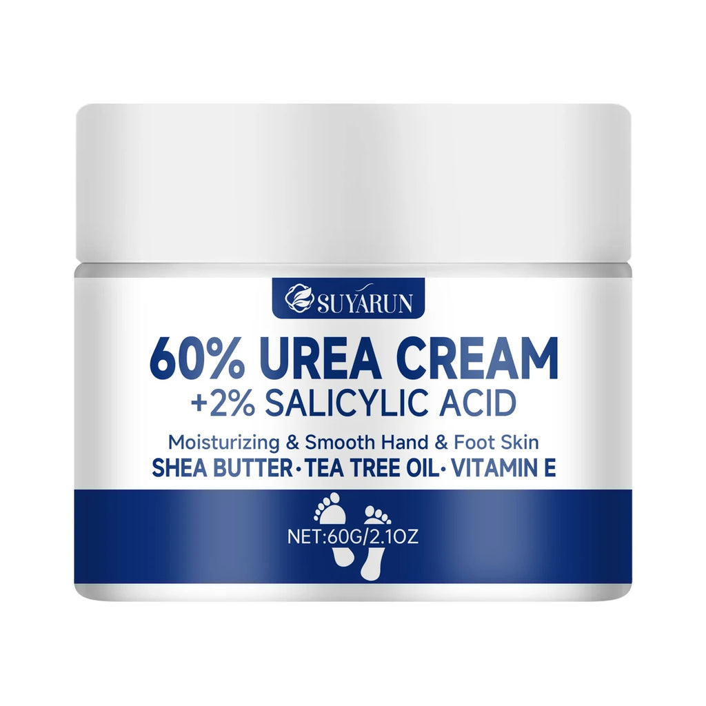 Crema para pies SUYARUN con 60 % de urea para talones agrietados y piel seca: tratamiento hidratante intensivo, removedor de callos, cuidado del pie diabético.
