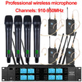 Micrófono inalámbrico de 8 canales, 910-950 MHz, de mano, ideal para bodas, iglesias y actuaciones en escenarios.