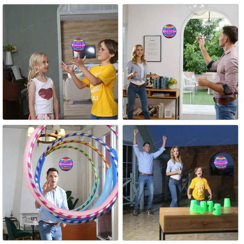 Bola voladora suspendida con LED de color, bola boomerang automática, bola mágica negra de tecnología avanzada, juguetes voladores giroscópicos antigravedad para niños