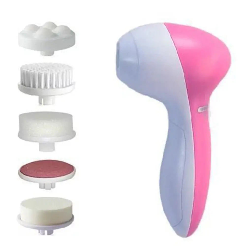 Limpiador facial eléctrico 5 en 1: cepillo limpiador facial, máquina de lavado, masajeador para el cuidado de la piel, limpiador de puntos negros, herramientas de limpieza facial.
