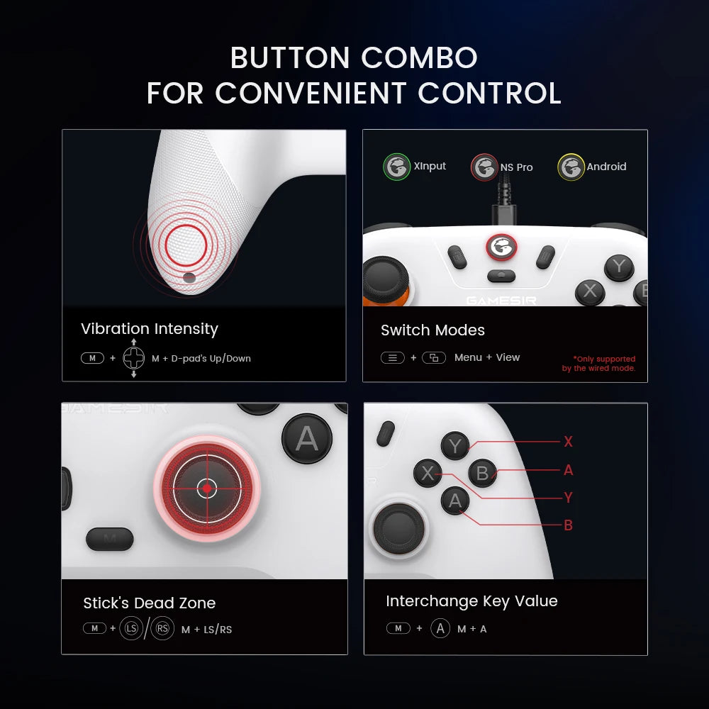 Mando inalámbrico GameSir Nova Lite con Bluetooth, dongle y conexión por cable para juegos de Switch, Android, iOS, PC y Steam.