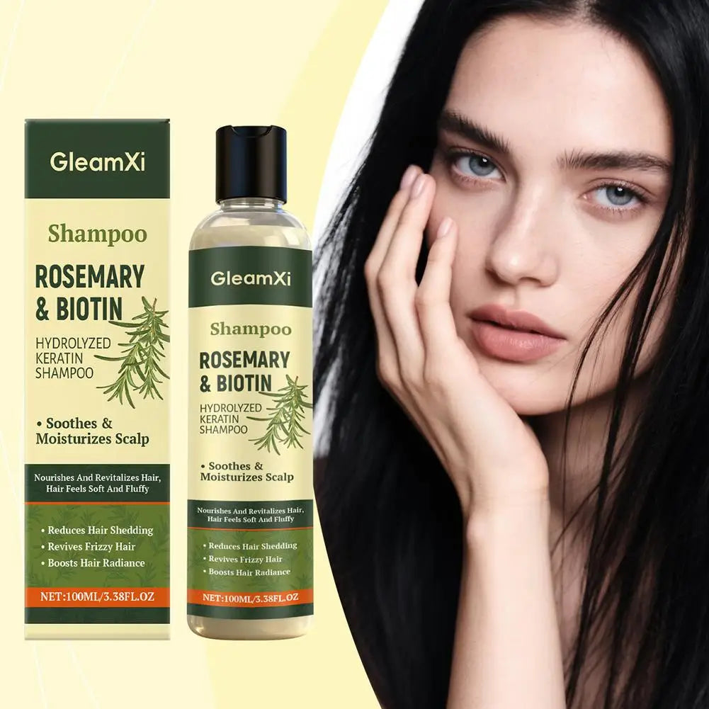 Champú de romero con queratina hidrolizada, limpieza suave, espesante, fortalecedor, voluminizador e hidratante para el cabello.