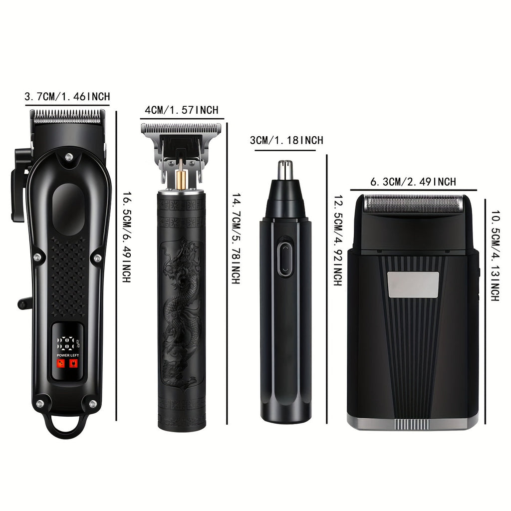 Kit de corte de pelo para hombre con recortadora recargable por USB (4 piezas)