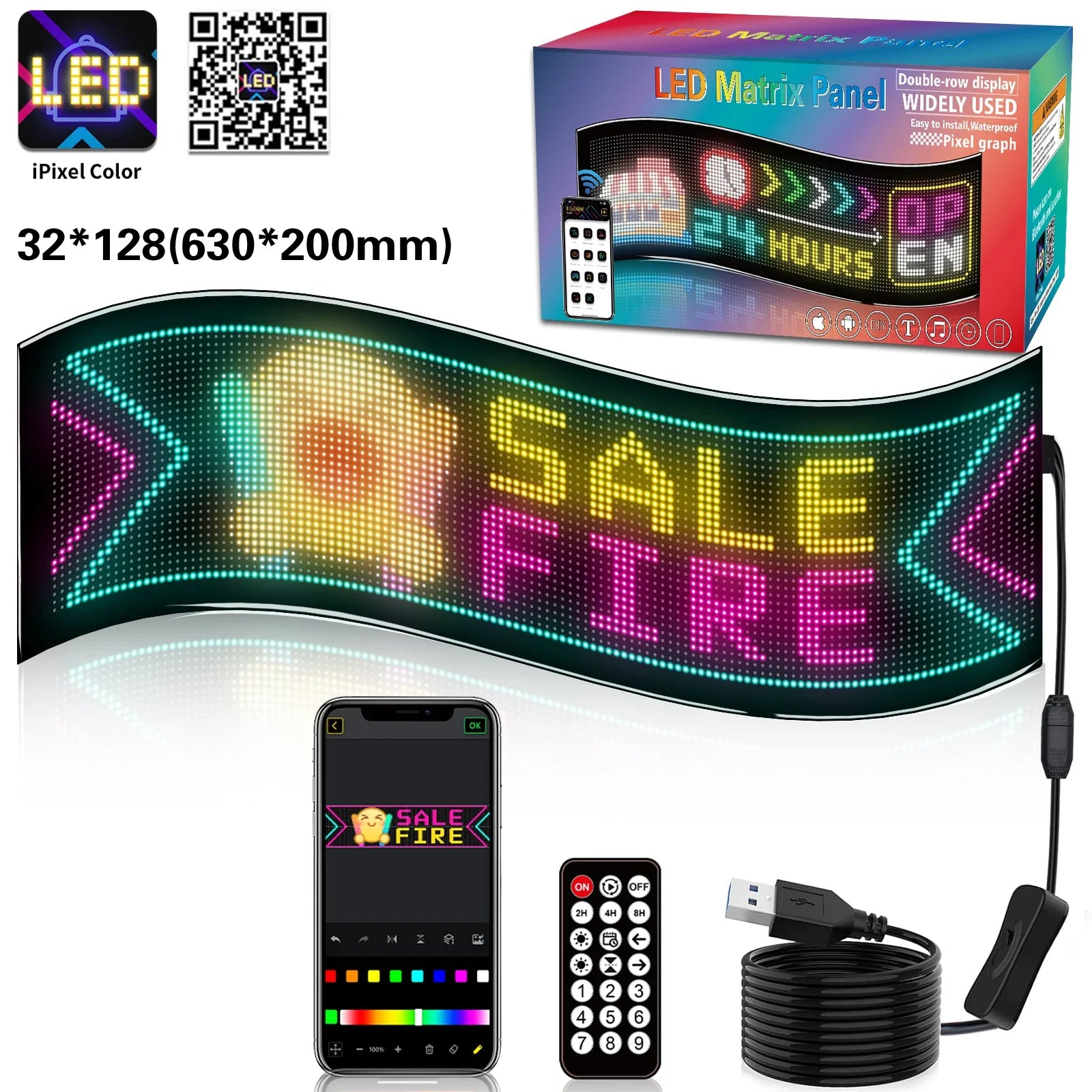 Letrero LED para automóvil, panel de matriz LED flexible de 5 V, letreros de luz LED USB para automóvil, Bluetooth Smart APP, pantalla RGB desplazable, tablero de mensajes