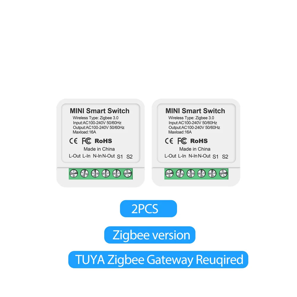 Mini interruptor WiFi/Zigbee3.0 DIY para hogar inteligente, módulo de interruptor inteligente de control de 2 vías, compatible con Tuya, Alexa, Google Home y Alice.
