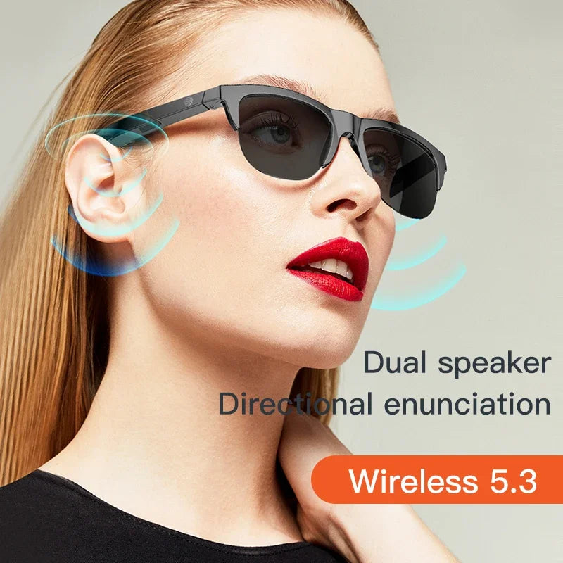Nuevas gafas de sol inteligentes Bluetooth V5.3, ideales para deportes al aire libre, con auriculares HIFI, color negro, tecnología anti-contacto y protección UV para hombres y mujeres.