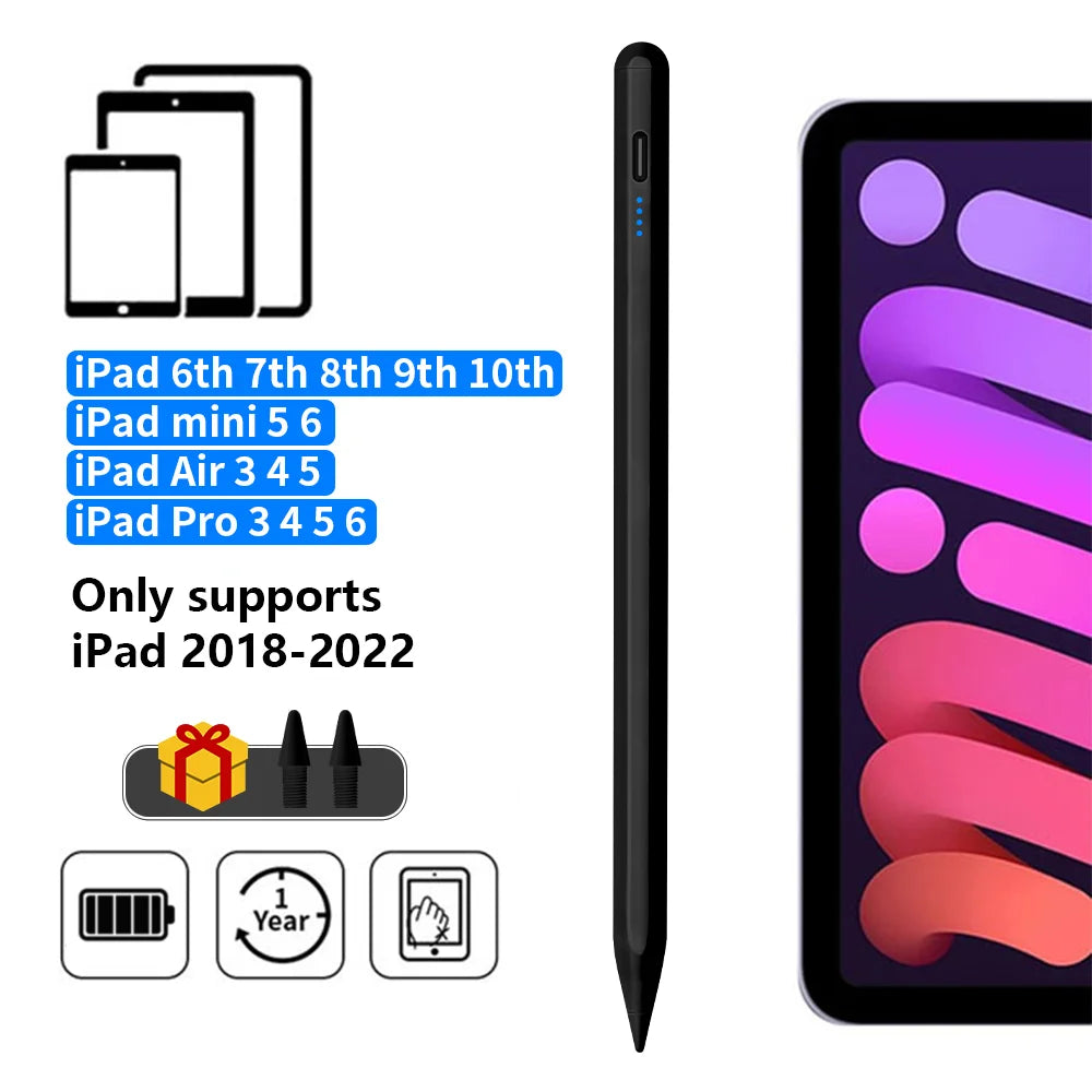 Lápiz óptico para Apple Pencil con indicadores LED de encendido y rechazo de palma. Lápiz táctil para iPad 2025, 2022, 2021, 2020, 2019 y 2018.