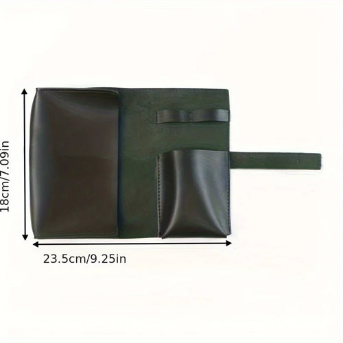1 organizador multicompartimento de cuero sintético PU - Estuche portátil para accesorios escolares y tecnológicos para cables, cargadores y bolígrafos - Almacenamiento de viaje duradero