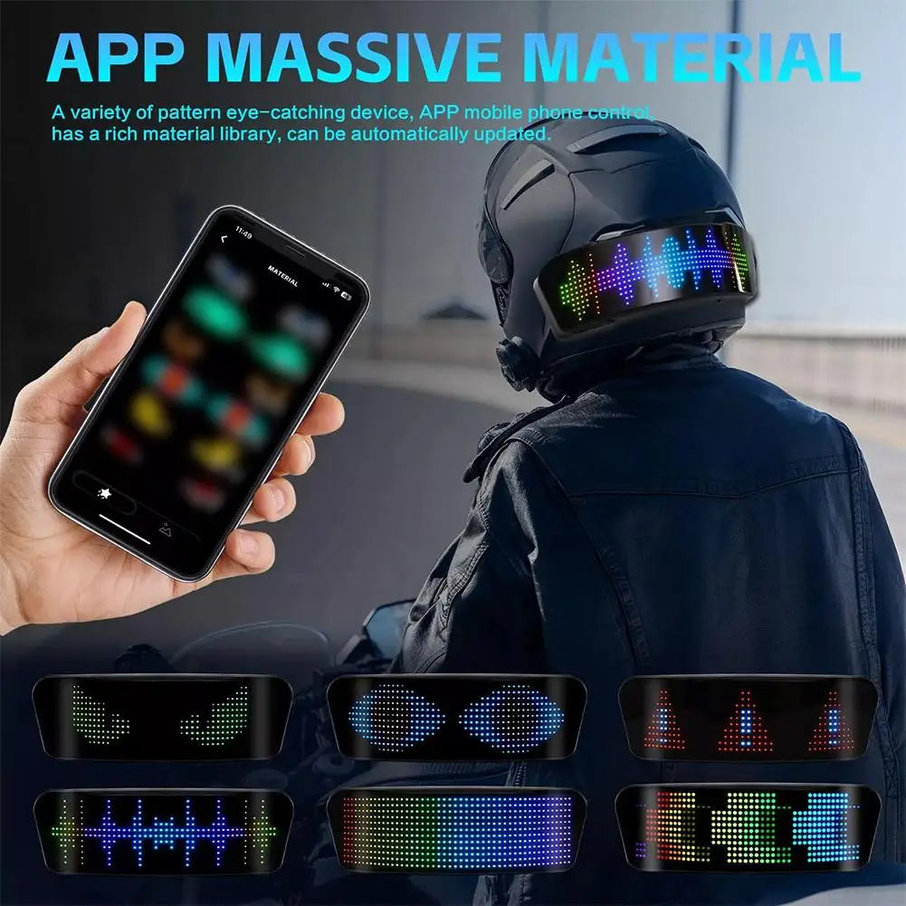 2025 Luz de advertencia para casco de motocicleta, conducción nocturna, DIY, pantalla LED programable para casco, pantalla LED RGB, luz trasera B K8D8