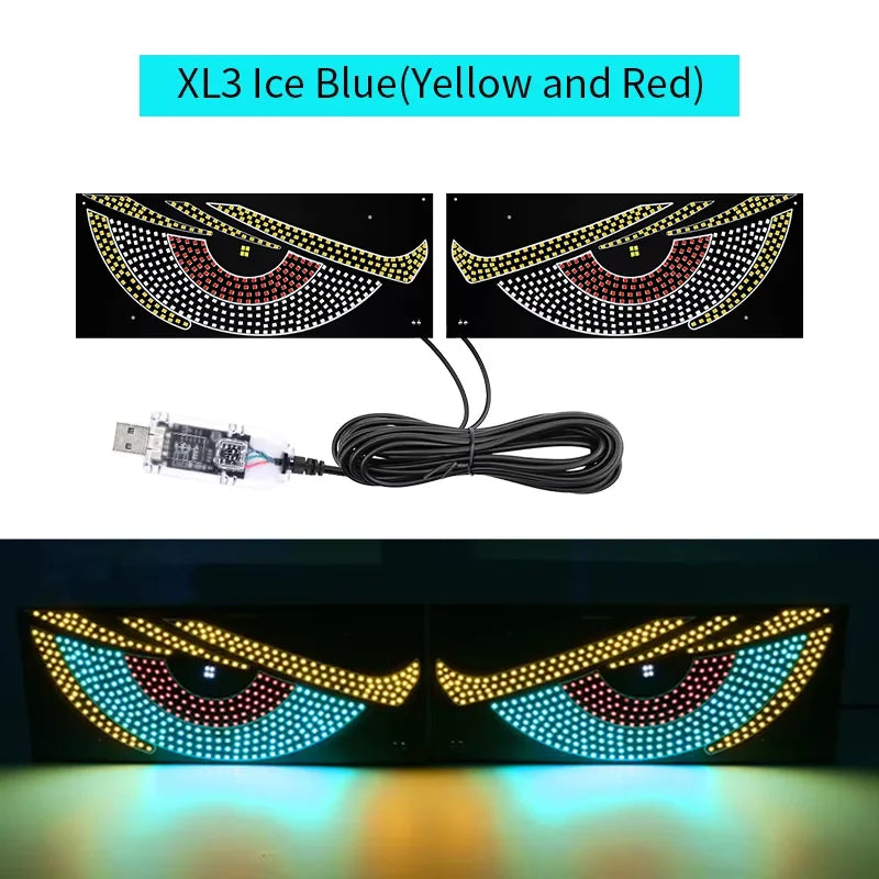 Luz LED dinámica USB de grandes ojos de diablo para coches, programable, flexible, para ventanas, pantalla LED, animada, para coches y camiones.