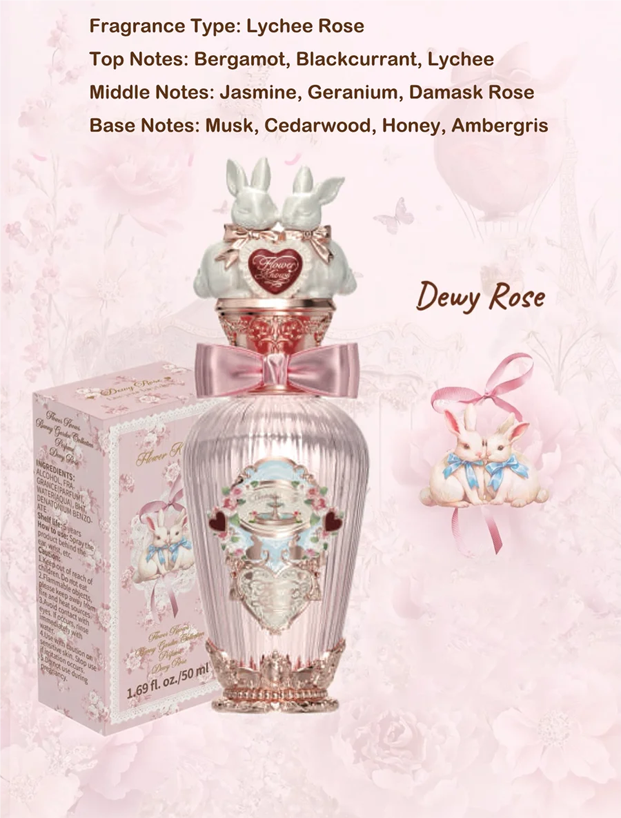Perfume Flower Knows 2026 Bunny Garden - Fragancia floral cítrica yuzu de larga duración, vegana, libre de crueldad animal, aroma de lujo para mujeres.