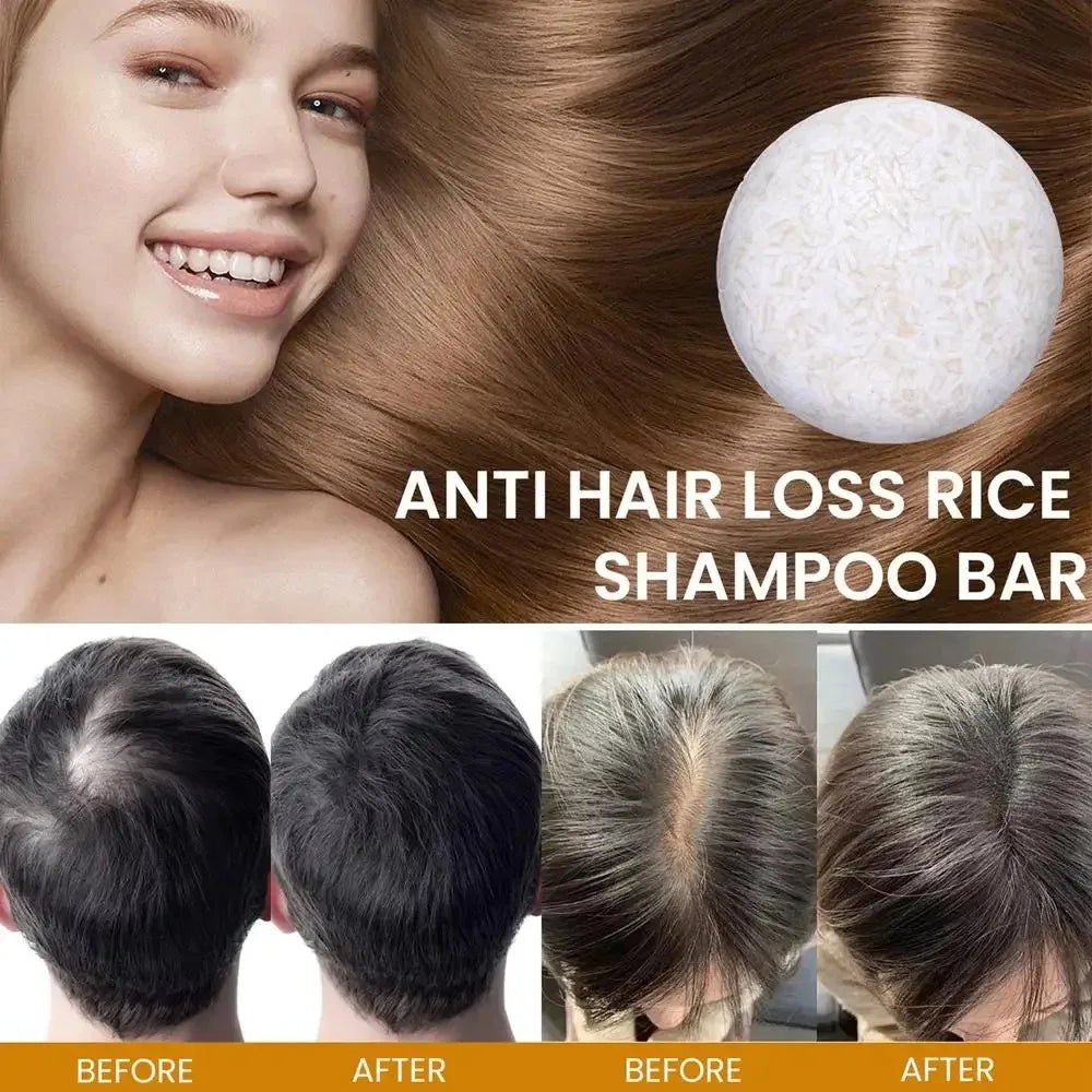 Jabón sólido de champú de arroz orgánico sin aceite, jabón acondicionador, agua de arroz, proteína, nutritivo, anticaída, para el crecimiento del cabello.