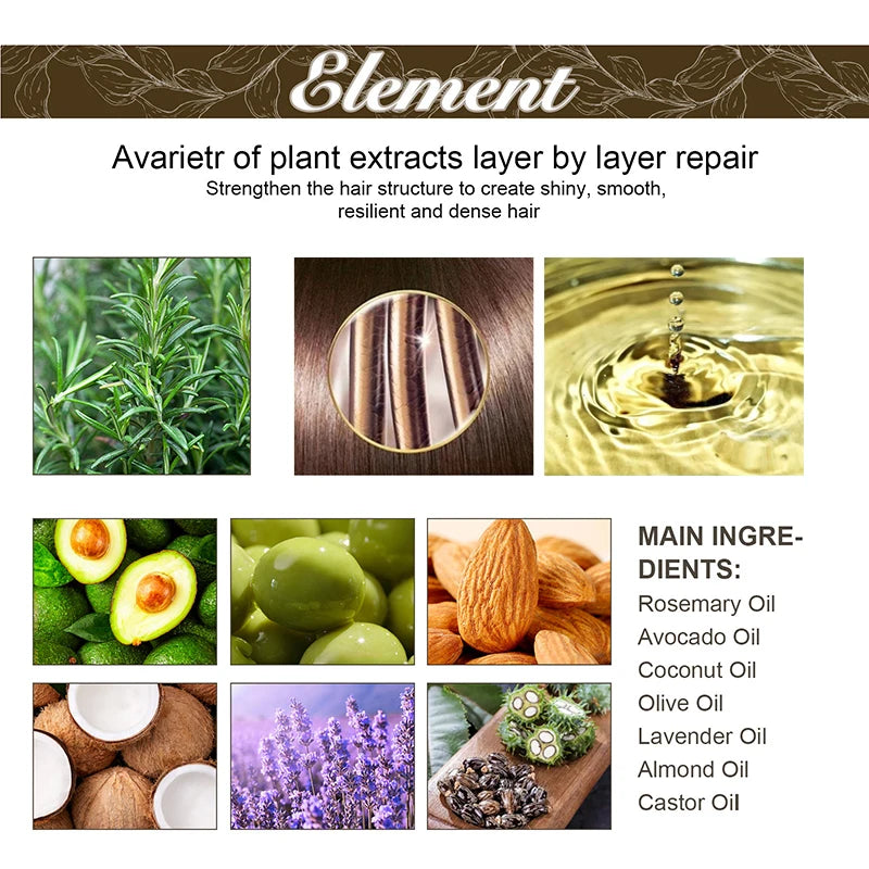 Aceite esencial de romero para cabello denso, vegano, con lavanda, 60 ml. Repara el cabello dañado, previene la caída, suaviza y nutre el cabello.