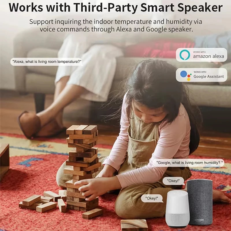 Sensor inteligente de temperatura y humedad ZigBee 3.0 Higrómetro de interior WiFi Tuya APP Monitoreo Actualizaciones en tiempo real APP Amart Home Alexa