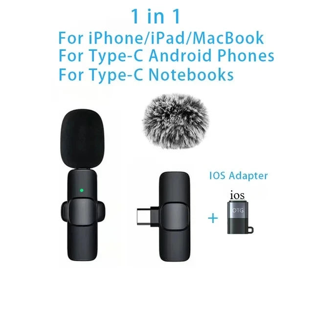 Micrófono de solapa inalámbrico Mini USB-C con reducción de ruido para iPhone y Android, ideal para transmisiones en vivo y entrevistas. Micrófono portátil de mano.