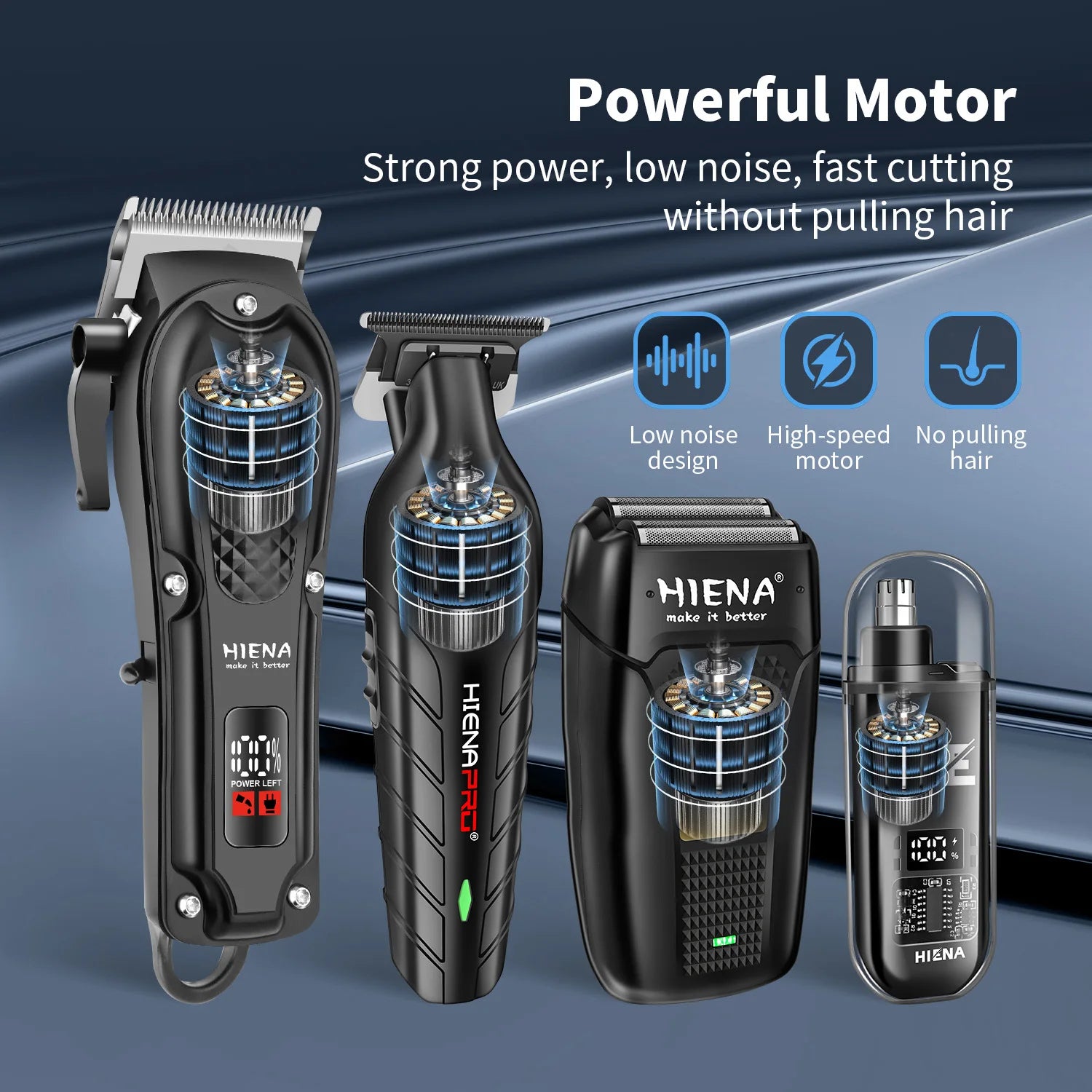 Hiena Finish Machine Electric Cortapelos Profesional Eléctrico Cortapelos para Barba Recargable Kit de Afeitadora y Recortadora de Cabello para Hombres