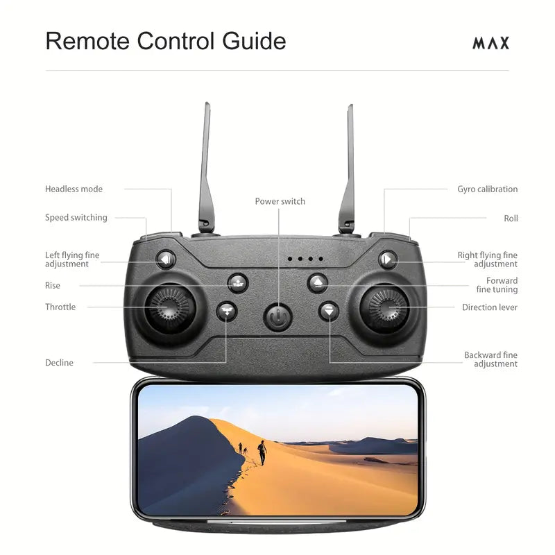 Dron cuadricóptero E88 con cámaras HD duales - Negro (cámara HD dual)